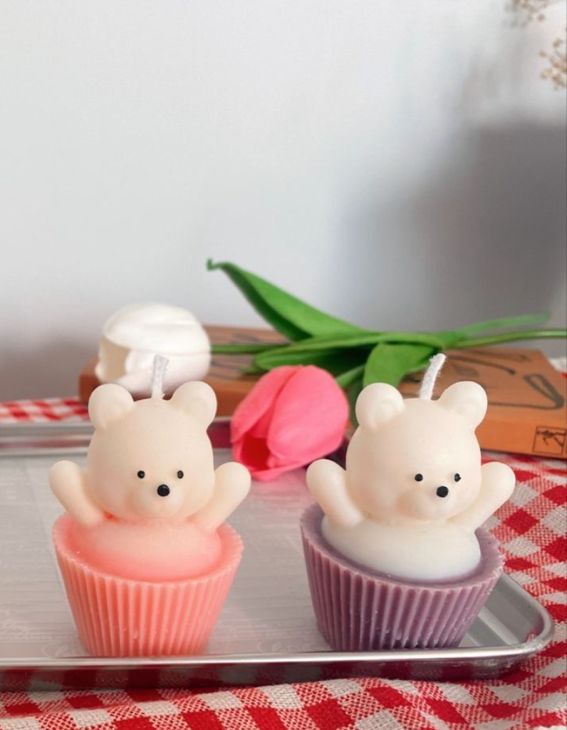Teddy Cupcake Candle