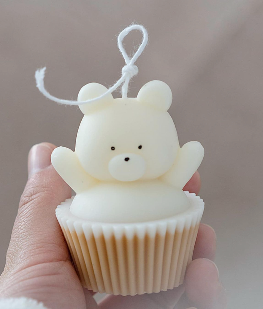 Teddy Cupcake Candle